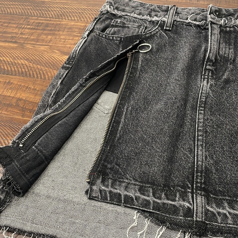 ZARA Distressed Mini Denim Skirt - Picture 10 of 12